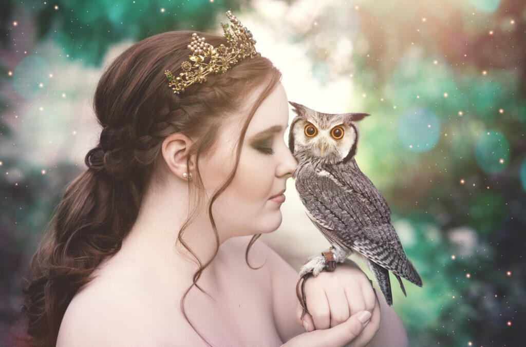 Fantasy-Fotoshooting mit Eulen